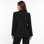 Women's Black Double-Breasted Tailored Blazer with Notch Lapels - Labchaparro
