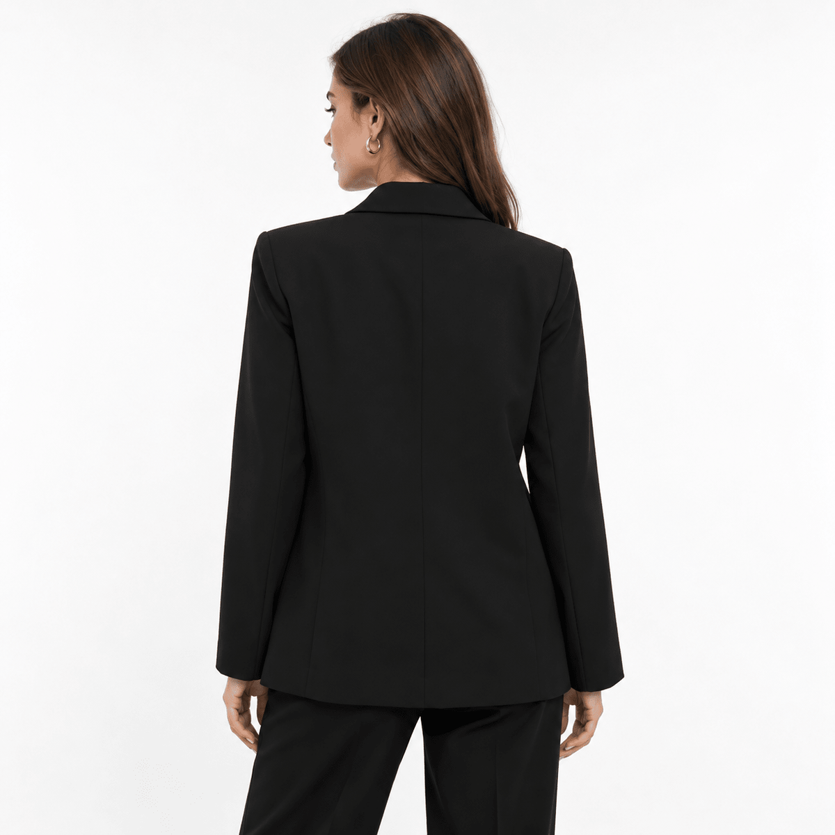 Women's Black Double-Breasted Tailored Blazer with Notch Lapels - Labchaparro