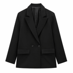 Women's Black Double-Breasted Tailored Blazer with Notch Lapels - Labchaparro