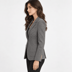 Women's Grey Tailored Single-Breasted Blazer with Notch Lapels - Labchaparro