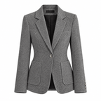 Women's Grey Tailored Single-Breasted Blazer with Notch Lapels - Labchaparro
