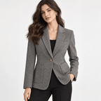 Women's Grey Tailored Single-Breasted Blazer with Notch Lapels - Labchaparro
