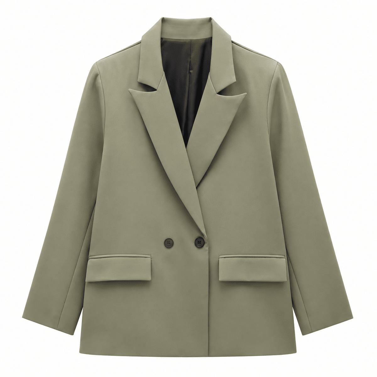Women's Sage Green Double-Breasted Tailored Blazer with Notch Lapels - Labchaparro
