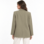 Women's Sage Green Double-Breasted Tailored Blazer with Notch Lapels - Labchaparro